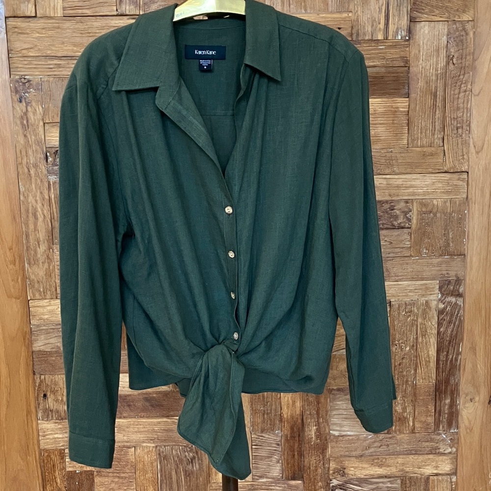NWOT Karen Kane Linen Blend Blouse, Small, Green